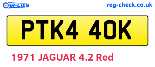 PTK440K are the vehicle registration plates.
