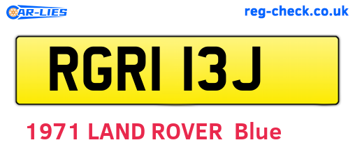 RGR113J are the vehicle registration plates.