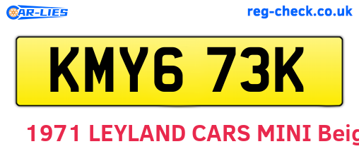 KMY673K are the vehicle registration plates.