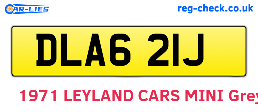 DLA621J are the vehicle registration plates.