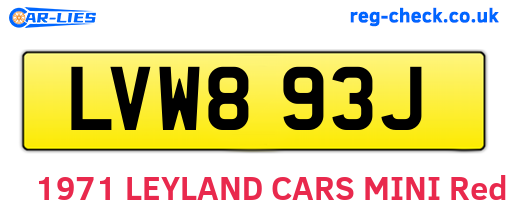 LVW893J are the vehicle registration plates.