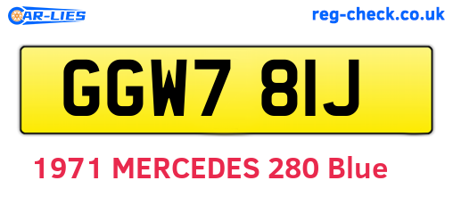 GGW781J are the vehicle registration plates.