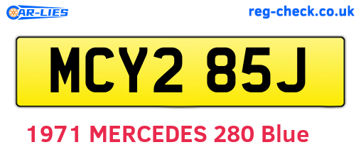 MCY285J are the vehicle registration plates.