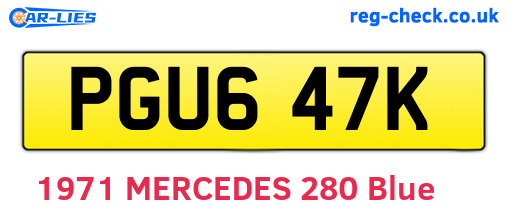PGU647K are the vehicle registration plates.