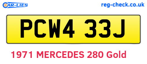 PCW433J are the vehicle registration plates.