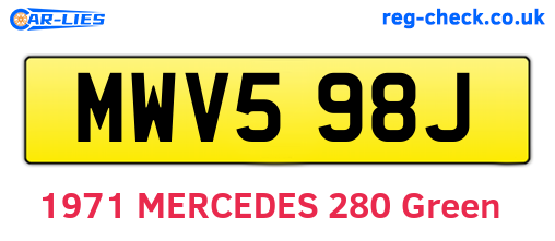 MWV598J are the vehicle registration plates.