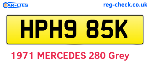 HPH985K are the vehicle registration plates.