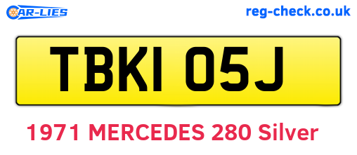 TBK105J are the vehicle registration plates.