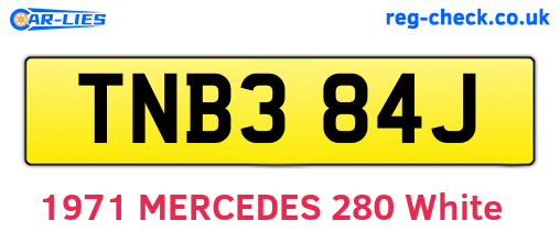 TNB384J are the vehicle registration plates.