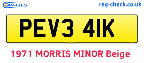 PEV341K are the vehicle registration plates.