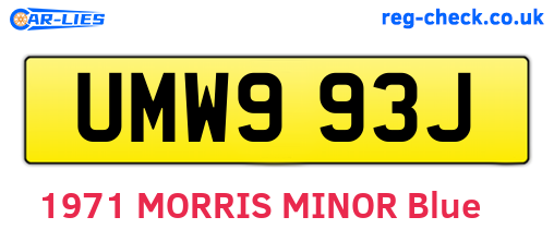 UMW993J are the vehicle registration plates.