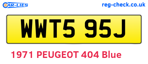 WWT595J are the vehicle registration plates.