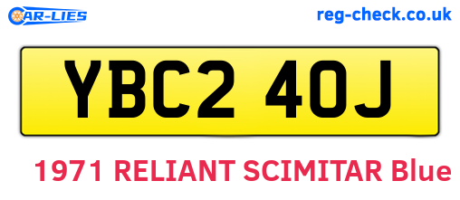 YBC240J are the vehicle registration plates.