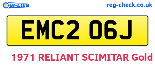 EMC206J are the vehicle registration plates.