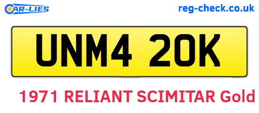UNM420K are the vehicle registration plates.