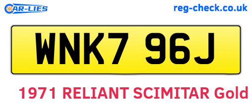 WNK796J are the vehicle registration plates.