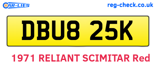 DBU825K are the vehicle registration plates.