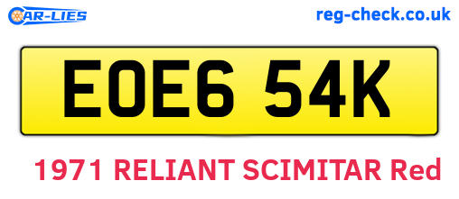 EOE654K are the vehicle registration plates.