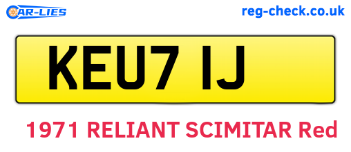 KEU71J are the vehicle registration plates.