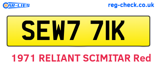 SEW771K are the vehicle registration plates.