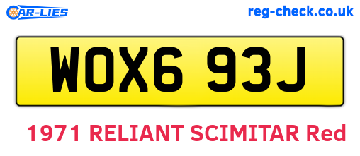 WOX693J are the vehicle registration plates.