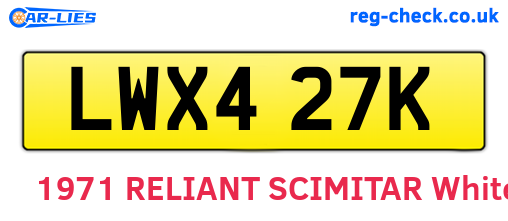 LWX427K are the vehicle registration plates.