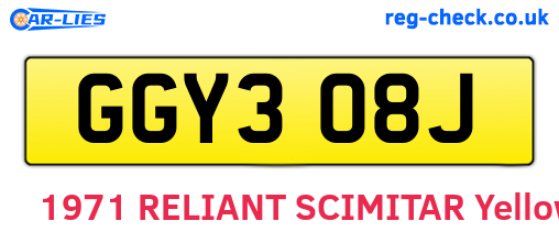 GGY308J are the vehicle registration plates.