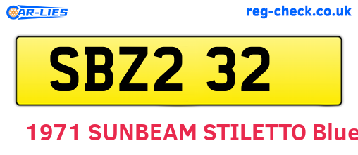 SBZ232 are the vehicle registration plates.