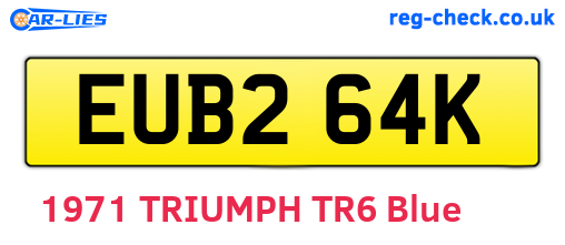 EUB264K are the vehicle registration plates.