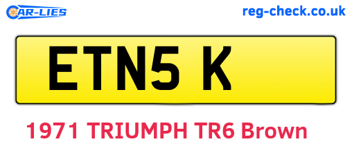 ETN5K are the vehicle registration plates.