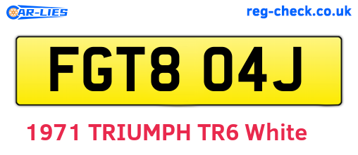 FGT804J are the vehicle registration plates.