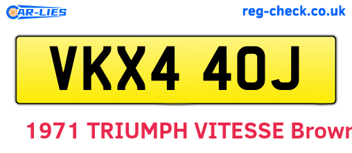 VKX440J are the vehicle registration plates.