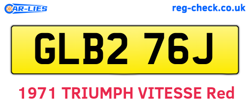 GLB276J are the vehicle registration plates.