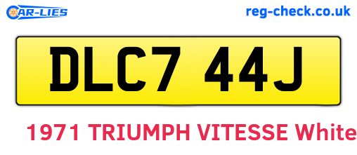 DLC744J are the vehicle registration plates.