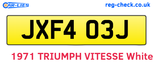 JXF403J are the vehicle registration plates.
