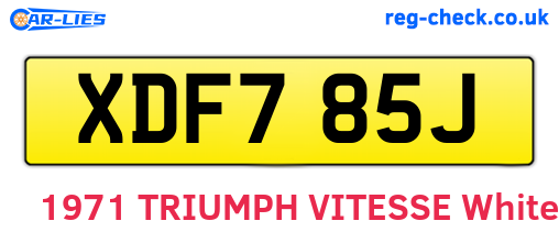 XDF785J are the vehicle registration plates.