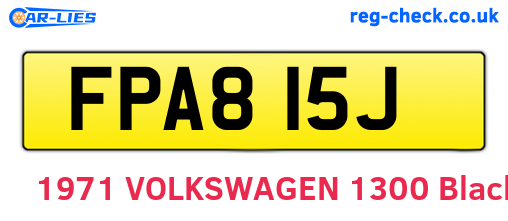 FPA815J are the vehicle registration plates.