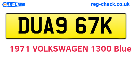 DUA967K are the vehicle registration plates.