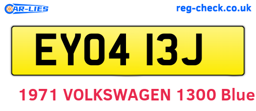 EYO413J are the vehicle registration plates.