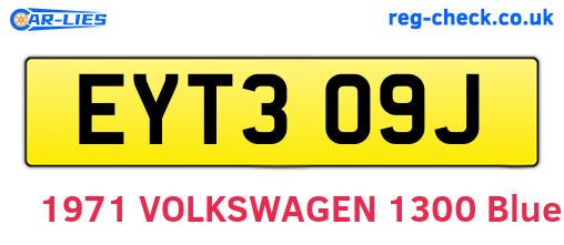 EYT309J are the vehicle registration plates.
