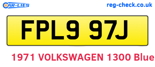 FPL997J are the vehicle registration plates.