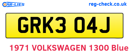 GRK304J are the vehicle registration plates.