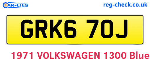GRK670J are the vehicle registration plates.