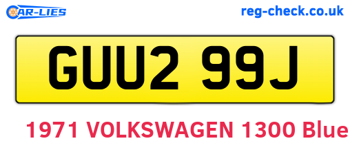 GUU299J are the vehicle registration plates.