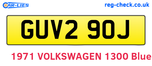 GUV290J are the vehicle registration plates.