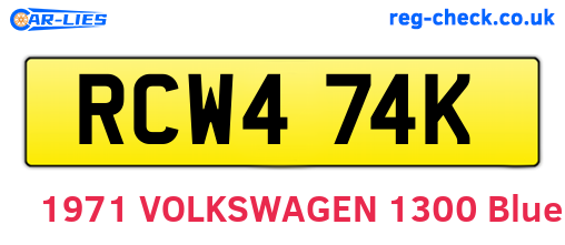 RCW474K are the vehicle registration plates.
