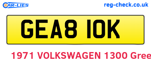 GEA810K are the vehicle registration plates.