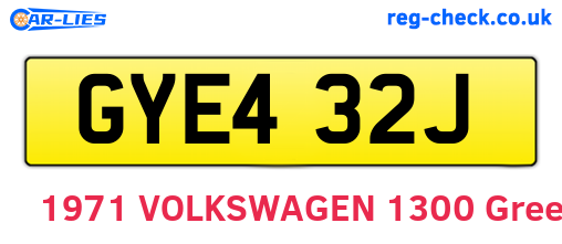 GYE432J are the vehicle registration plates.