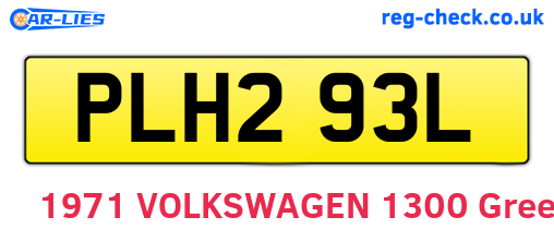 PLH293L are the vehicle registration plates.