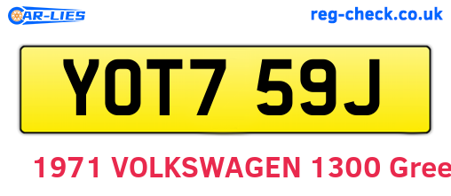 YOT759J are the vehicle registration plates.